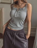 Folded ribbed snap sleeveless shirt