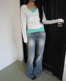 Shiroon Stud Cut Bootcut Washed Denim Pants