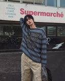 Way Stripe Ribbed Knit Long Sleeve T-shirt
