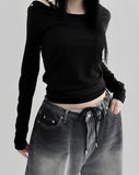 Long Shoulder Button T-shirt