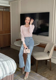 Spring Ersa Heart Neck Ribbed T-Shirt