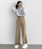 Golden corduroy velor fleece brushed long wide pants