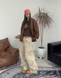 Tona Wrinkle Crop Check Shirt