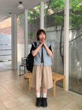 [unisex] Dinning pin tuck banding linen bermuda pants - Linen50