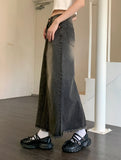Choppin hem surgical washing denim incision long skirt