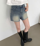 Vintage Washing Cutting Daily Denim Shorts
