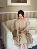Endel Puff Jacquard Flare Long One Piece