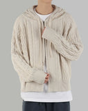 Rope hooded zip up knit