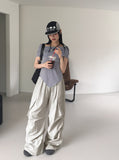 Seby Stripe Diagonal Off-Shoulder T-Shirt