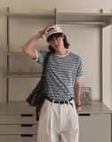 Kelly Stripe Color Matching Short Sleeve T-shirt