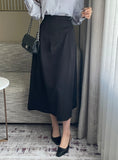 Jayro Shirring Pin Tuck Flare Long Skirt