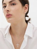Essence Silver (W) Moissanite Cross One-Touch Earrings