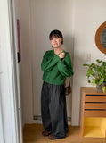 Cowzen Mix Color Round Knit Cardigan