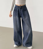 Cut Line Vintage Balloon Wide Denim Pants