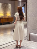 Beshu Diagonal V-collar Long One Piece (Belt set)
