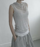 Veil Lace Cowl Neck Hooded Sleeveless