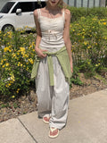 Right Pintuck Nylon Wide Banding Pants