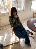Hobe Jacquard Stripe Denim Wide Pants
