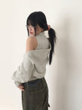 Ankha button knitwear Turtleneck sleeveless bolero set