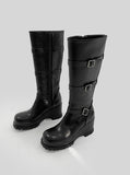 1146 Buckle Strap Platform Chunky Long Boots (8cm)