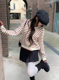 Toto Stripe V-neck Loose Fit Long Sleeve Knit