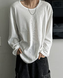 Waffle U-Neck Long Sleeve Tee