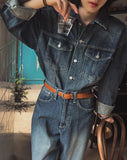 Combed fabric washed wide denim