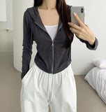 Daily Basic Slim Fit Long Sleeve Hood T-Shirt