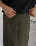 Sharp Linen Wide Banding Pants