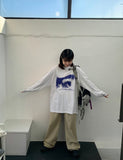 [unisex] Shimoko Spray Printing Long Sleeve Over Tee