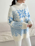 [Wool 10%] Special Round Snowflake Knit