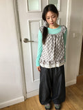 Vinca Check Shirring Sleeveless Bustier Blouse