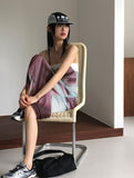 Reva Tie Dye Printed Shirring Strap Long One Piece
