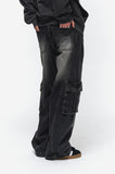Cargo Curved Wide Denim Pants