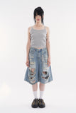 Anaheim distressed bermuda denim pants