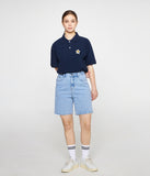 Flower Embroidered Pique Short Sleeve T-shirt
