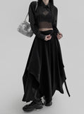 Poe wrap unbalanced long skirt