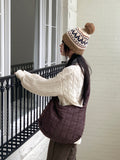 Length cable V-neck loose fit long long sleeve knit