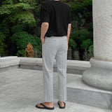 Marron Linen Banding Slacks