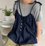 Leton Denim Sleeveless Blouse