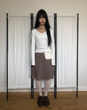 Lahae Pleated Check Midi Skirt