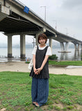 Inne Stripe Banding Wide Linen Pants