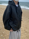 Over Leather Hood Jacket