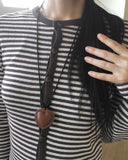 Carven Leather Heart Long Necklace