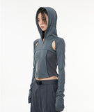 19.Division Cut-out Hooded Zip-up