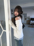 Kwan Frill Sleeveless Ribbon Cardigan Set