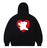 [UNISEX]Bear Heart Back Printing Hood Zip-Up