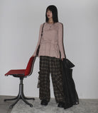 Maku checkered pocket long wide pants