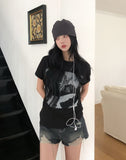 Grunge Vintage Photo Print Short Sleeve T-shirt