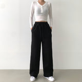 Blanket warm brushed lining long wide training pants